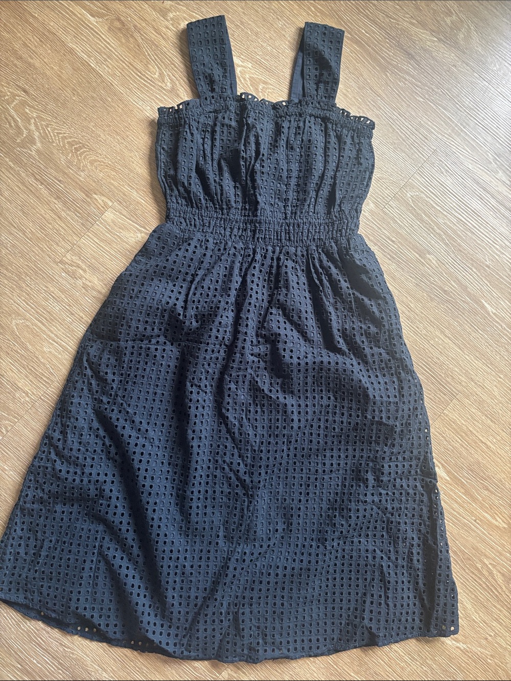 Ann Taylor Black Eyelet Midi Dress